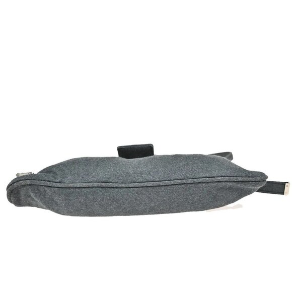 FENDI Logo Shoulder Bag Canvas Leather Gray SHW Italy 32EE760 - Picture 6 of 16